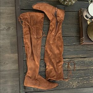 Brown Suede Over-the-Knee Boots